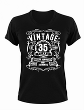 Load image into Gallery viewer, 35 Year Old Birthday T-shirt Est Born in 1990 Vintage Aged to Perfection