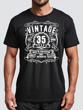 Load image into Gallery viewer, 35 Year Old Birthday T-shirt Est Born in 1990 Vintage Aged to Perfection