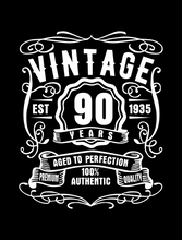 Load image into Gallery viewer, 90 Year Old Birthday T-shirt Est Born in 1935 Vintage Aged to Perfection