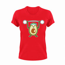 Load image into Gallery viewer, Avocado weight lifting T-Shirtavocado, fitness, gym, gymnast, health, Ladies, Mens, Unisex, weights, workout