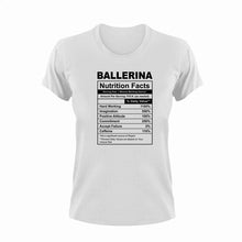 Load image into Gallery viewer, Ballerina Nutrition Facts Novelty T-Shirtballerina, Ballet, funny, Ladies, Mens, Nutrition Facts, Unisex