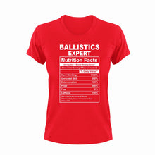 Load image into Gallery viewer, Ballistics Expert Nutrition Facts Novelty T-Shirtballistics, ballistics expert, funny, Ladies, Mens, Nutrition Facts, Unisex