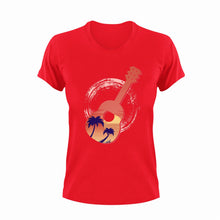 Load image into Gallery viewer, Beach Guitar T-Shirtbeach, beach fun, guitar, Ladies, Mens, music, music lover, musician, rock music, Unisex