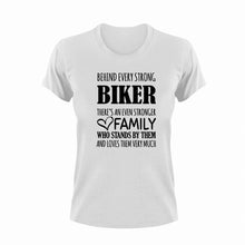 Load image into Gallery viewer, Strong Biker T-ShirtBehind every, bike, biker, biking, family, Ladies, Mens, strong, Unisex
