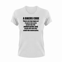 Load image into Gallery viewer, A bikers code T-Shirtbiker, Ladies, Mens, motorcycles, ride, Unisex