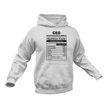 Load image into Gallery viewer, CEO Nutritional Facts Hoodie - Ideal Gift for a CEO
