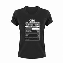 Load image into Gallery viewer, CEO Nutrition Facts Funny T-ShirtCEO, funny, Ladies, Mens, Nutrition Facts, Unisex
