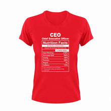 Load image into Gallery viewer, CEO Nutrition Facts Funny T-ShirtCEO, funny, Ladies, Mens, Nutrition Facts, Unisex