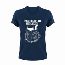 Load image into Gallery viewer, Cats Dominate The World Cute T-Shirtbooks, cat, cat mom, cute, funny, Ladies, Mens, pets, read, reading, Unisex