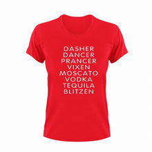 Load image into Gallery viewer, Dasher Dancer Prancer Vixen Moscato... T-Shirtchristmas, Ladies, Mens, reindeer, Unisex, wine
