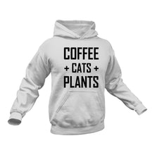 Load image into Gallery viewer, Coffee Cats Plants Hoodie - Gift Idea