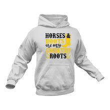 Load image into Gallery viewer, Horses and Boots are my Country Roots Hoodie