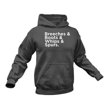 Load image into Gallery viewer, Breeches Boots Whips Spurs Cotton Hoodie, Best Gift Idea for Horse Riders