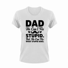 Load image into Gallery viewer, Dad can't fix stupid T-Shirtdad, Fathers day, funny, Ladies, Mens, Unisex