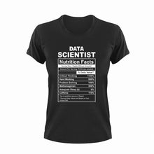 Load image into Gallery viewer, Data Scientist Nutrition Facts Funny T-Shirtdata, data scientist, funny, Ladies, Mens, Nutrition Facts, Unisex
