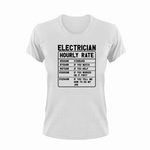 Load image into Gallery viewer, Electrician Hourly Rate Funny T-ShirtElectrician, Electricity, funny, Hourly Rate, hourly rates, Ladies, Mens, Unisex