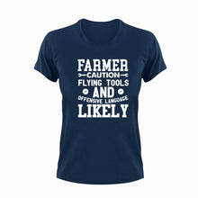 Load image into Gallery viewer, Farmer Caution Flying Tools Funny T-Shirtboer, boere, caution, Caution Flying Items and Offensive Language, farm, farmer, farming, funny, Ladies, Mens, Plaas, tools, Unisex