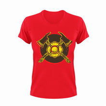 Load image into Gallery viewer, Axes T-Shirtaxe, axes, fire, Firefighter, fireman, firetruck, Ladies, Mens, Unisex