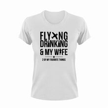 Load image into Gallery viewer, Flying Drinking And My Wife Funny T-Shirtairplane, alcohol, aviation, drinking, drinking and my wife, flying, funny, Ladies, Mens, plane, Unisex, wife