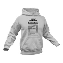 Load image into Gallery viewer, Great Grandpap Nutritional Facts Hoodie - Best gift Idea for Great Grandpap
