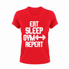 Load image into Gallery viewer, Eat sleep gym repeat T-Shirteat, gym, gymnast, Ladies, Mens, repeat, sleep, Unisex, workout