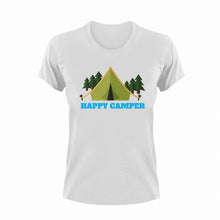 Load image into Gallery viewer, Happy camper T-Shirt 2Adventure, campfire, camping, happiness, happy, Ladies, Mens, Unisex