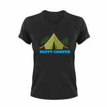 Load image into Gallery viewer, Happy camper T-Shirt 2Adventure, campfire, camping, happiness, happy, Ladies, Mens, Unisex