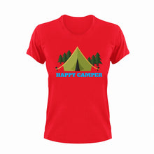 Load image into Gallery viewer, Happy camper T-Shirt 2Adventure, campfire, camping, happiness, happy, Ladies, Mens, Unisex