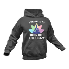 Load image into Gallery viewer, I Meditate to burn off the crazy Hoodie