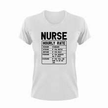 Load image into Gallery viewer, Nurse Hourly Rate Funny T-Shirtfunny, Hourly Rate, hourly rates, Ladies, Mens, night nurses, nurse, Unisex