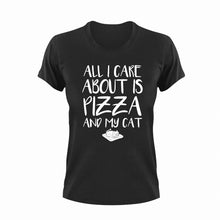Load image into Gallery viewer, All I Care About Is Pizza And My Cat Funny T-Shirtanimal, animals, cat, funny, Ladies, Mens, pets, pizza, Unisex