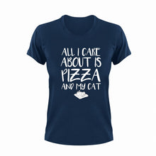 Load image into Gallery viewer, All I Care About Is Pizza And My Cat Funny T-Shirtanimal, animals, cat, funny, Ladies, Mens, pets, pizza, Unisex