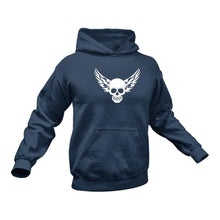 Load image into Gallery viewer, Motorbiker, Biker Gifts, Unique Gifts for Motorcycle Riders, Winged Skull Hoodie - Best Birthday Gift or Christmas Present Idea