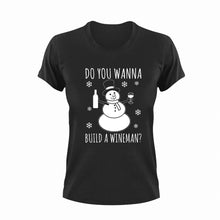 Load image into Gallery viewer, Do You Wanna Build A Wineman Give Idea for Funny Christmas T-ShirtDo you wanna build snowman, Frozen, funny, Ladies, Mens, Snowman, Unisex, wine