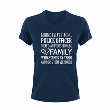 Load image into Gallery viewer, Behind every strong police officer T-Shirtfamily, Ladies, Mens, police, police mom, Police Officer, Unisex