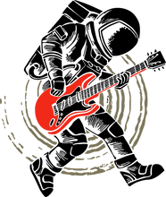 Load image into Gallery viewer, Astronaut playing a guitar design in black