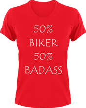 Load image into Gallery viewer, Badass Biker T-Shirt50% 50%, badass, biker, Ladies, Mens, motorcycles, Unisex