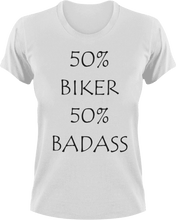 Load image into Gallery viewer, Badass Biker T-Shirt50% 50%, badass, biker, Ladies, Mens, motorcycles, Unisex