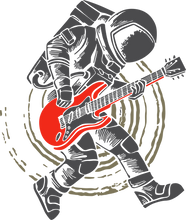 Load image into Gallery viewer, Astronaut playing guitar in space design in black