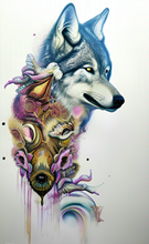 Load image into Gallery viewer, Abstract Wolf T-Shirtanimal, animals, fanart, gamer, games, gaming, Ladies, Mens, painted, Unisex, videogames, wolf