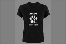 Load image into Gallery viewer, Adopt Don't Shop With Big Paw T-ShirtAdopt, animals, cat, dog, Ladies, Mens, Unisex