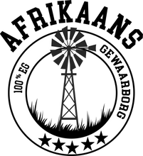 Load image into Gallery viewer, Afrikaans 100% Eg Gewaarborg Afrikaans T-Shirtafrikaans, Ladies, Mens, Unisex, windmill, windpomp