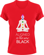 Load image into Gallery viewer, Aligned is the new black T-ShirtLadies, meditation, Mens, Unisex, yoga
