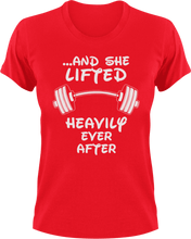 Load image into Gallery viewer, And she lifted happily ever after T-Shirtfitness, gym, gymnast, Ladies, Mens, Unisex, weights
