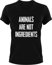 Load image into Gallery viewer, Animals are not ingredients Vegan T-Shirtanimals, Ladies, Mens, Unisex, Vegan
