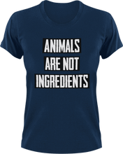 Load image into Gallery viewer, Animals are not ingredients Vegan T-Shirtanimals, Ladies, Mens, Unisex, Vegan