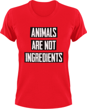 Load image into Gallery viewer, Animals are not ingredients Vegan T-Shirtanimals, Ladies, Mens, Unisex, Vegan