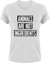 Load image into Gallery viewer, Animals are not ingredients Vegan T-Shirtanimals, Ladies, Mens, Unisex, Vegan