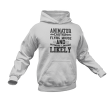 Load image into Gallery viewer, Animator Caution Flying Mouse Hoodie