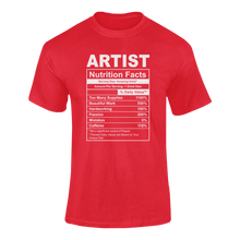 Load image into Gallery viewer, Artist Nutrition Facts Novelty T-Shirtart, artist, funny, Ladies, Mens, Nutrition Facts, Unisex